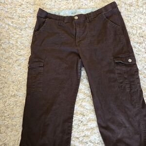 Womans Lee Comfort Waistband Brown Cargo Capris with Side Pockets Size 16M